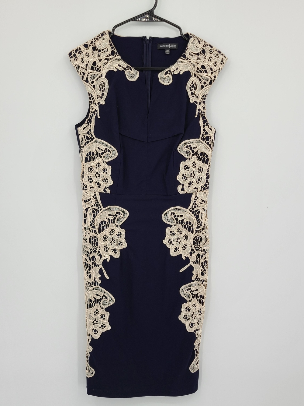 ModCloth London Dress Co Navy Bodycon Dress With Lace Side Accents Size 6 - Picture 13 of 14